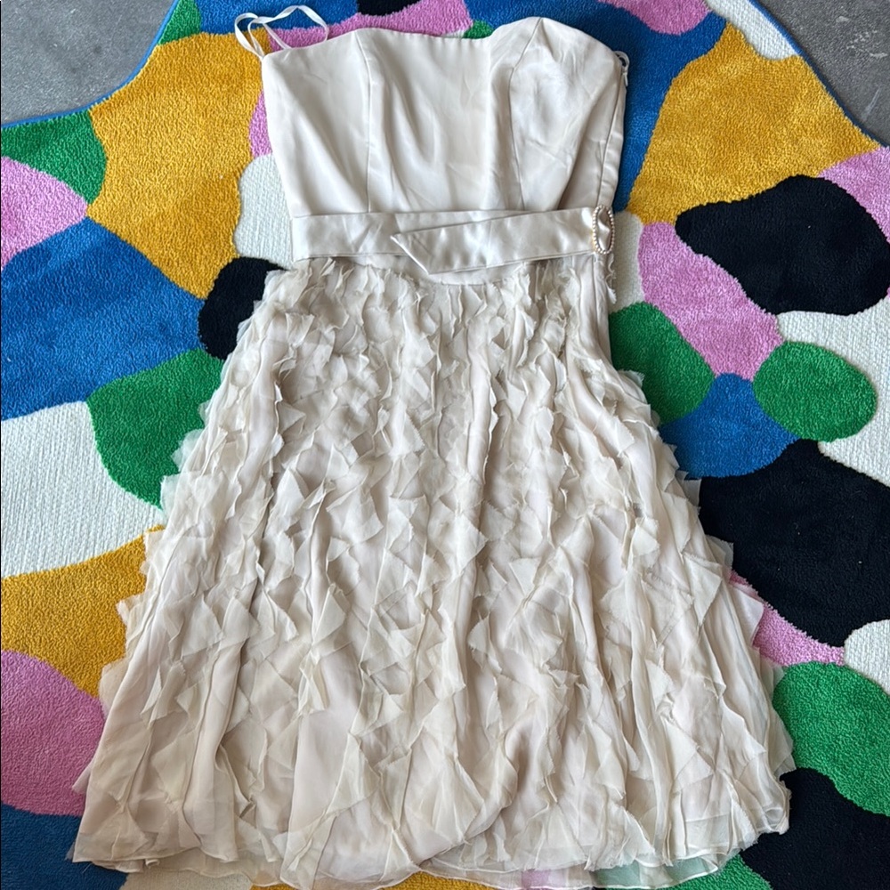 White House Black Market Cream Strapless Dress
